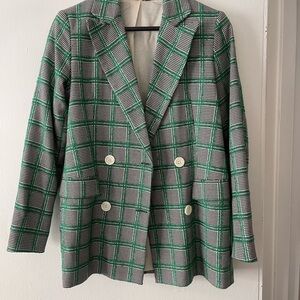 Green Plaid Women's Blazer